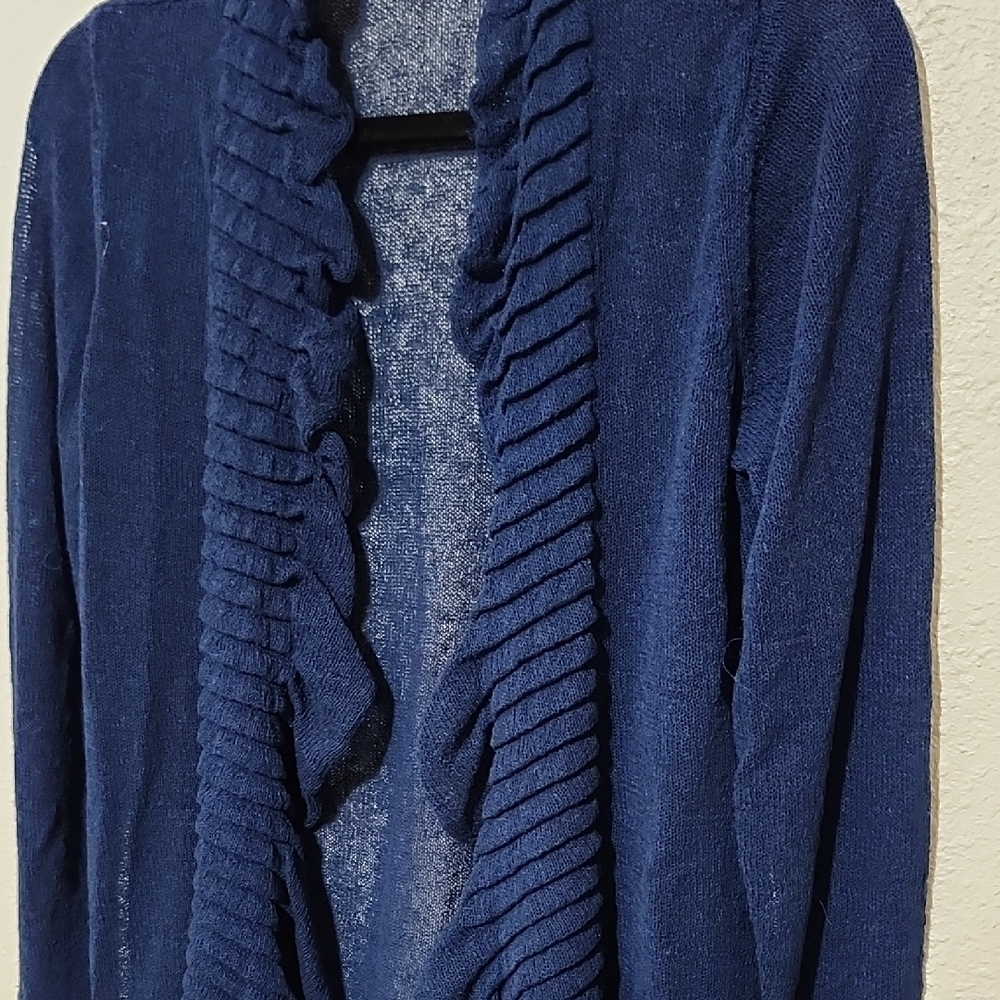 Eileen Fisher Blue Cardigan with Draped Front - Picture 6 of 11